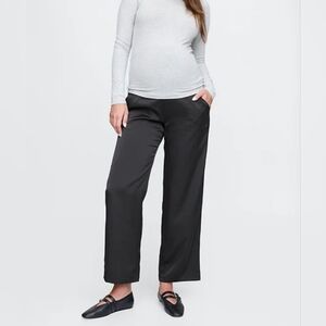 $79 SATIN GAP MATERNITY Black Trousers Pants FULL PANEL black 1X XXL NEW  NWT